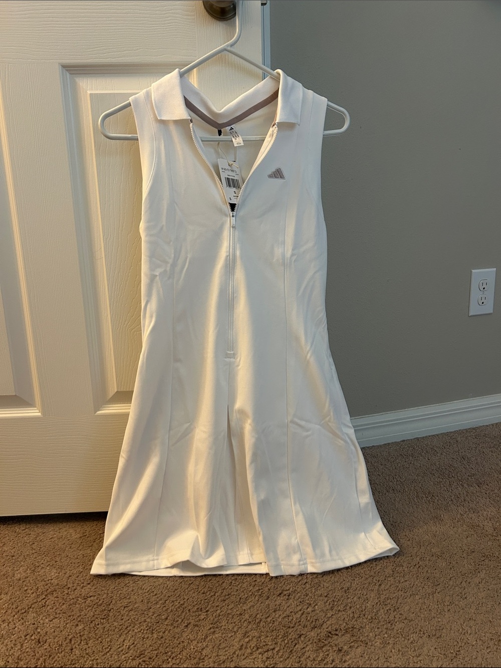 NWT adidas White Sleeveless Zip Polo Tennis Dress